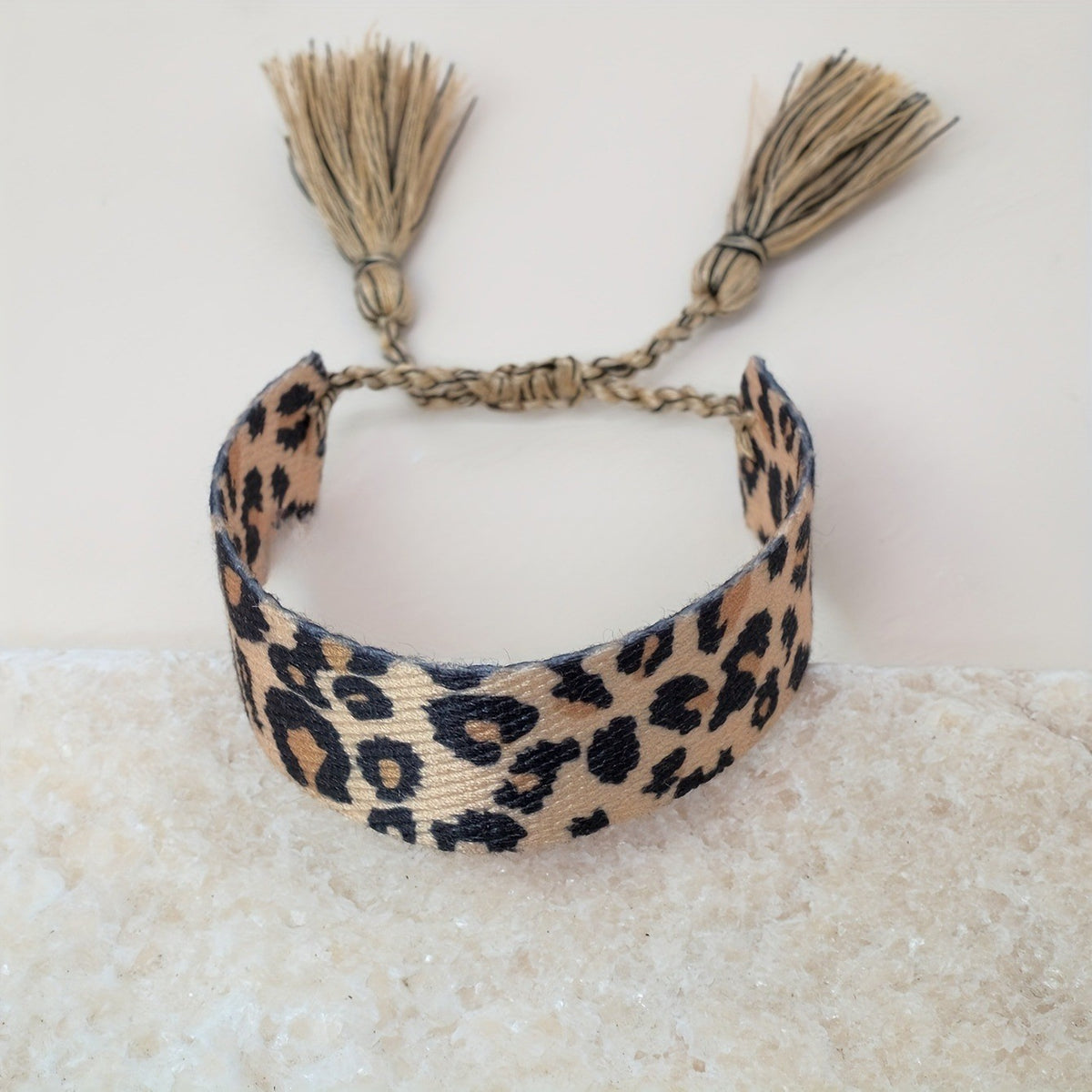 Boho Leopard Print Tassel Bracelet