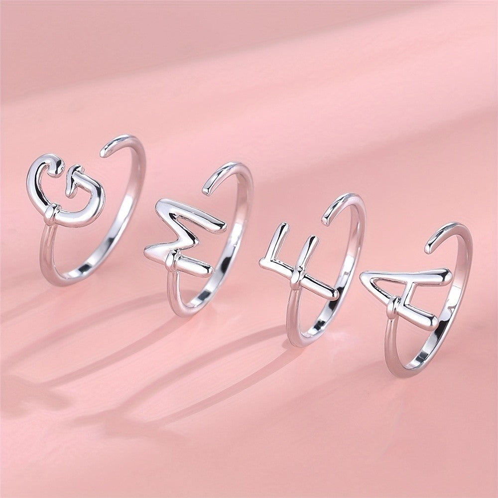 Dainty Adjustable Initial Letter Ring