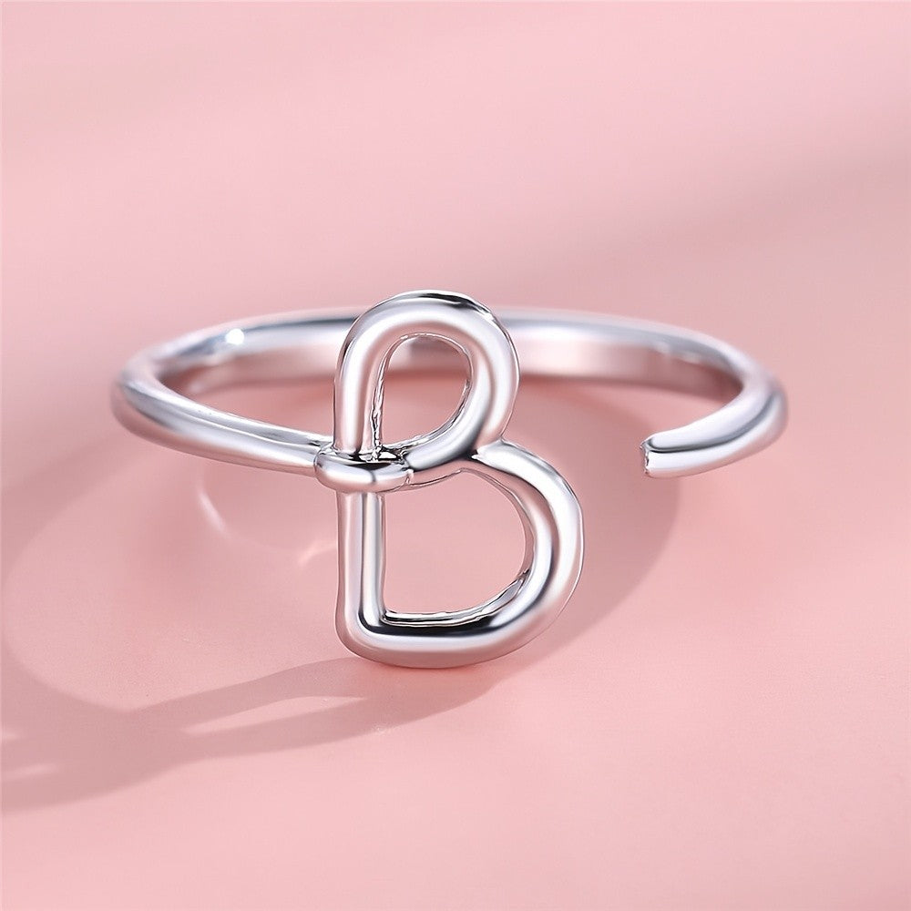 Dainty Adjustable Initial Letter Ring