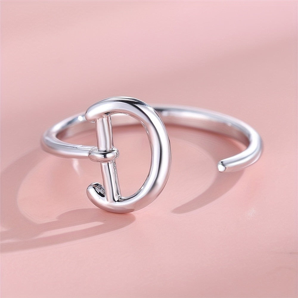 Dainty Adjustable Initial Letter Ring