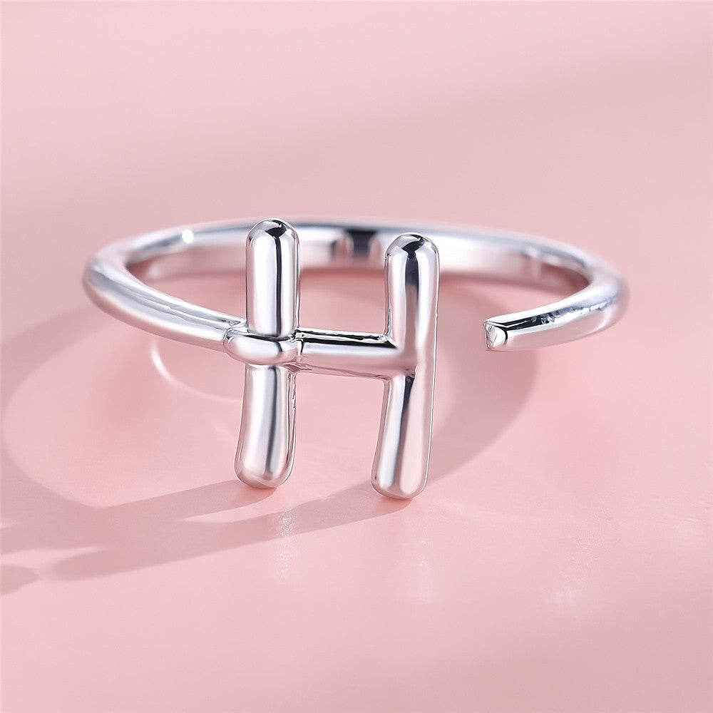 Dainty Adjustable Initial Letter Ring