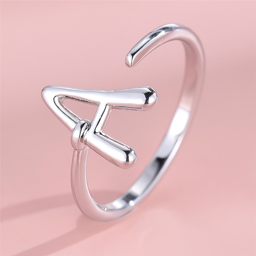 Dainty Adjustable Initial Letter Ring
