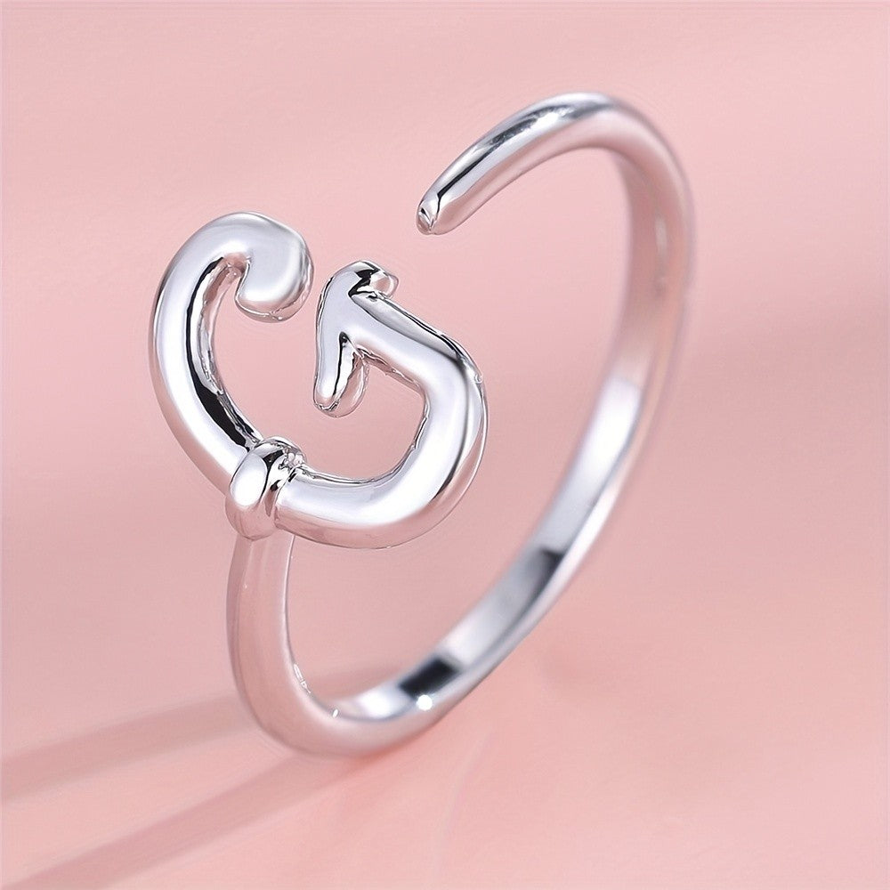 Dainty Adjustable Initial Letter Ring