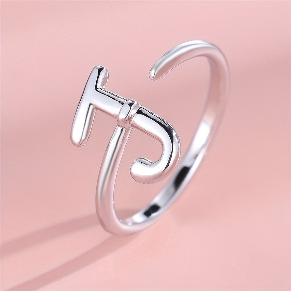 Dainty Adjustable Initial Letter Ring