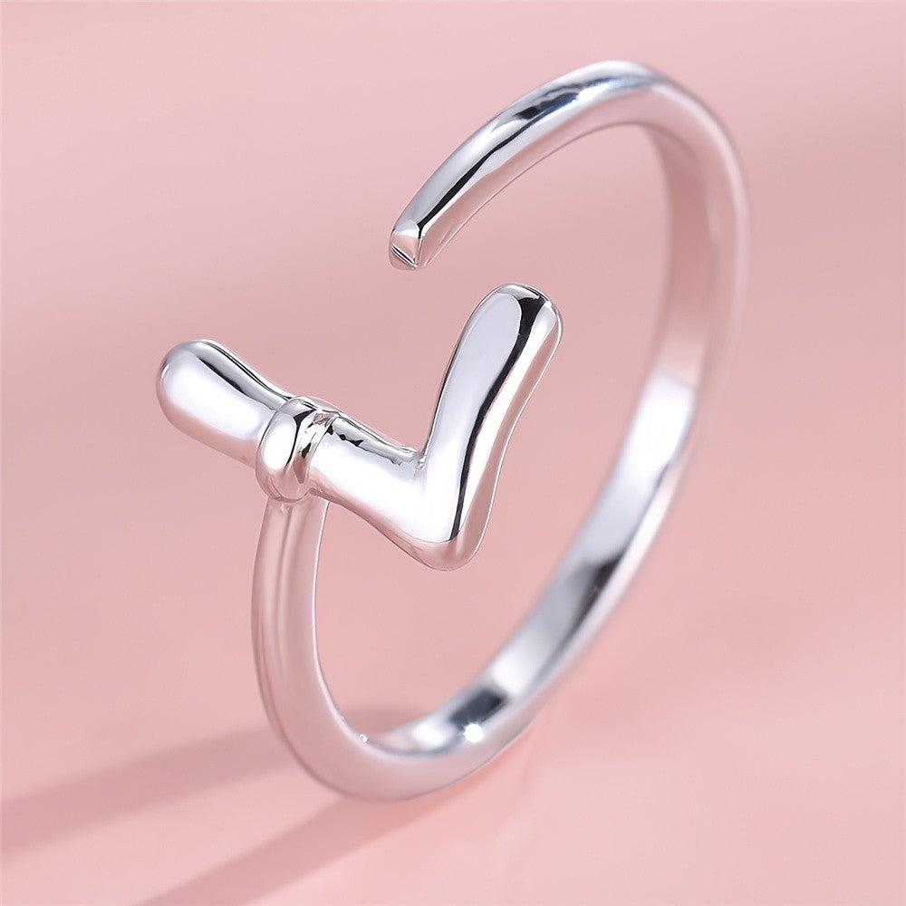 Dainty Adjustable Initial Letter Ring