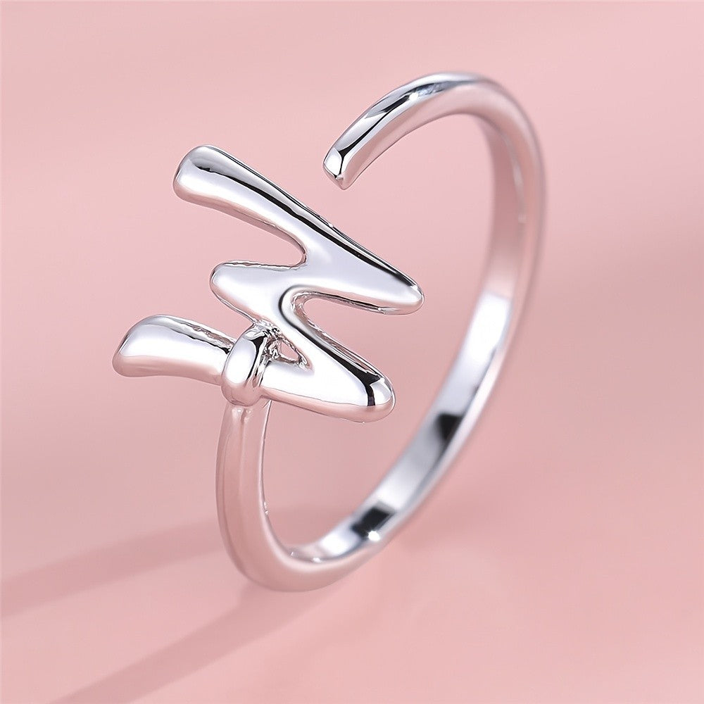 Dainty Adjustable Initial Letter Ring