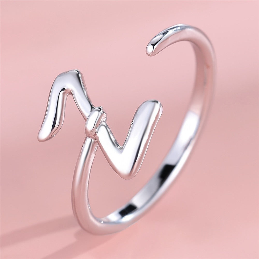Dainty Adjustable Initial Letter Ring