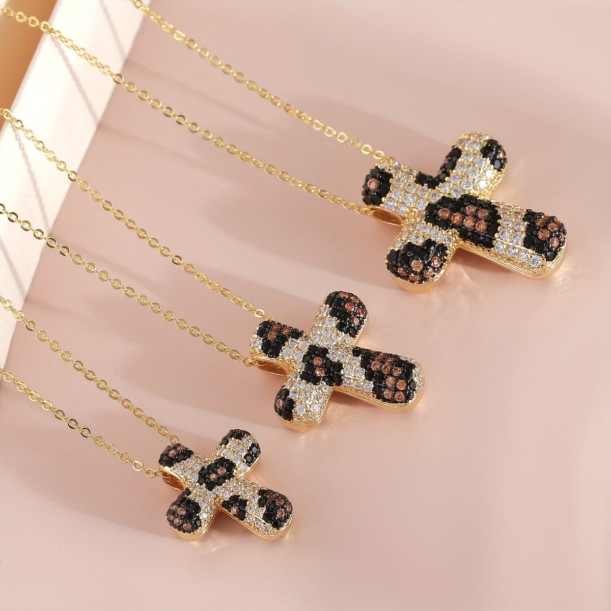18k Elegant Leopard Cross Necklace