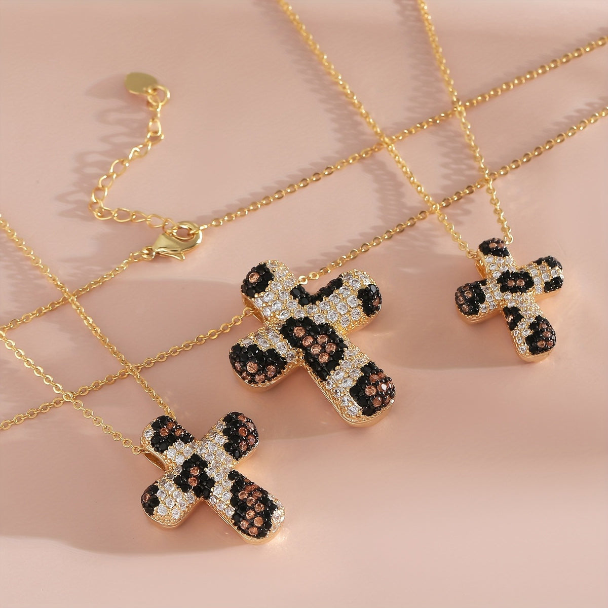 18k Elegant Leopard Cross Necklace
