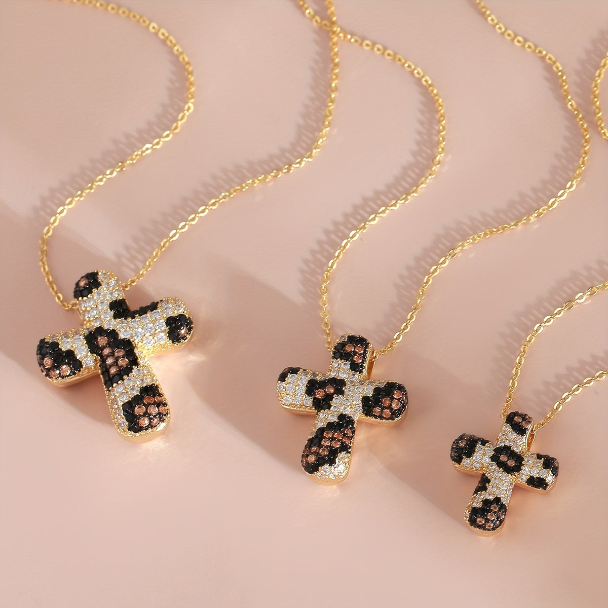 18k Elegant Leopard Cross Necklace