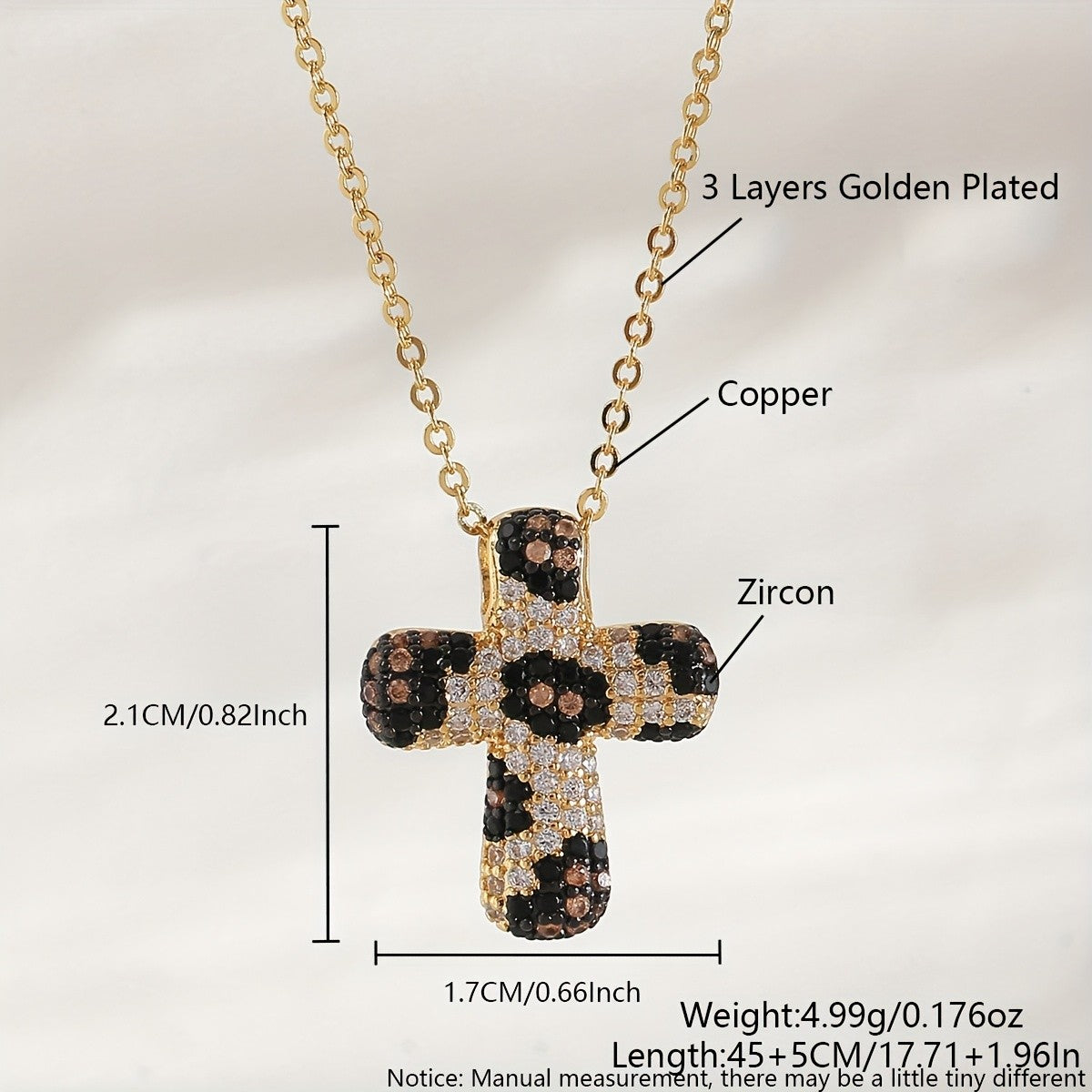 18k Elegant Leopard Cross Necklace