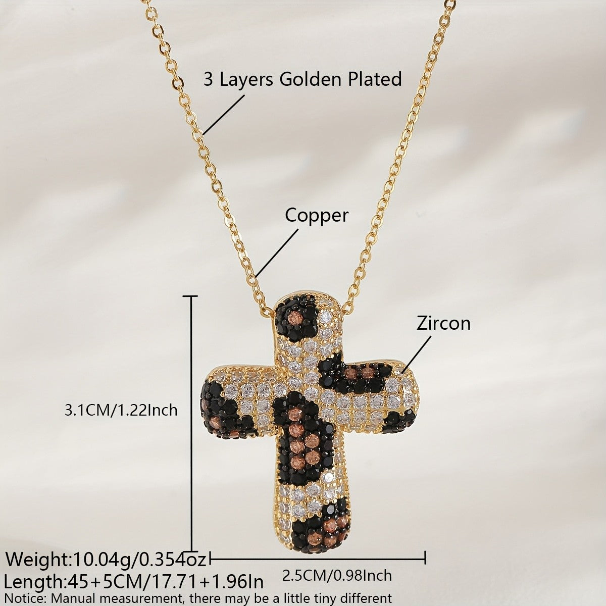 18k Elegant Leopard Cross Necklace