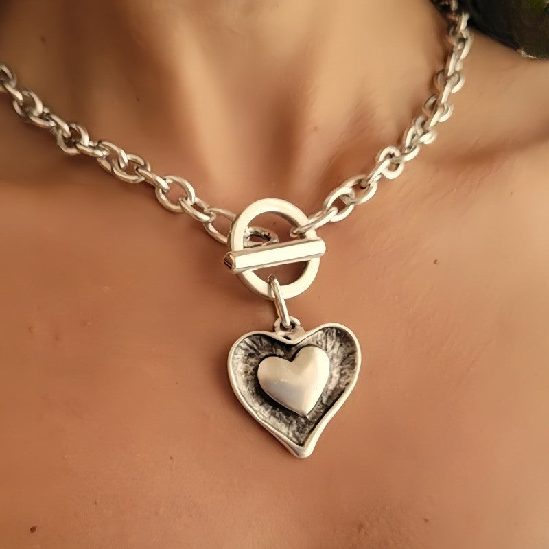 Vintage Boho Double Heart Necklace