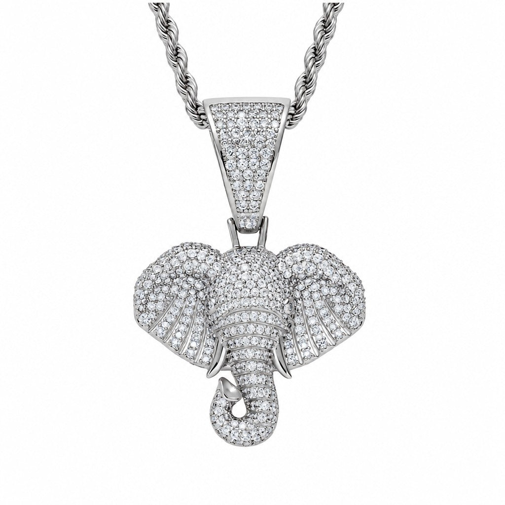 Classy Paved Elephant Pendant Necklace