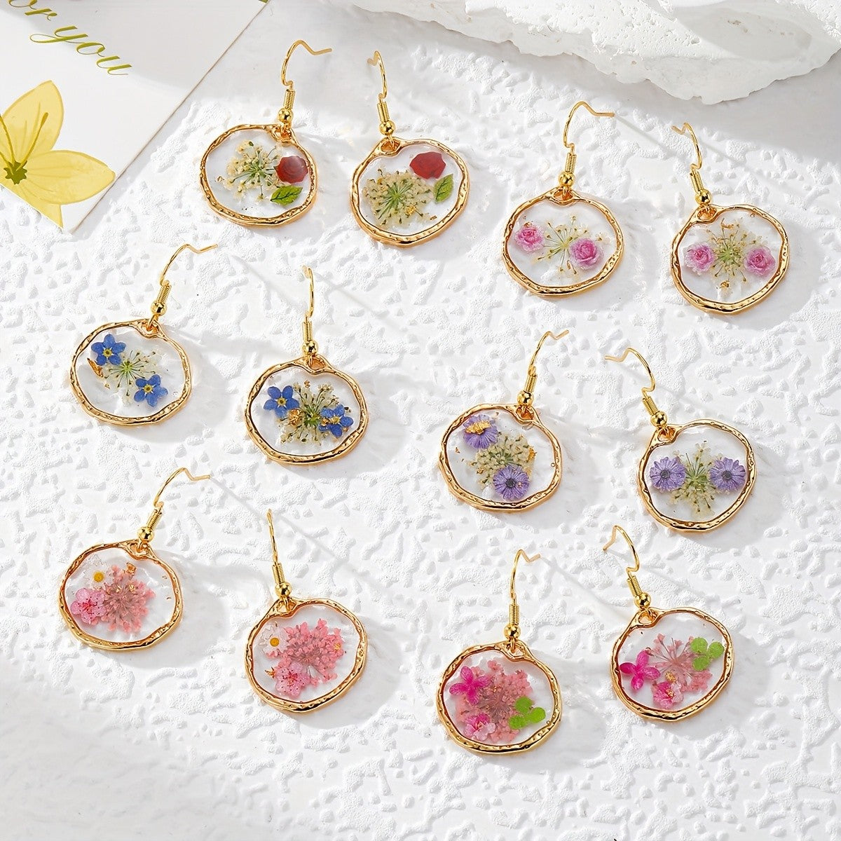 Boho Vintage Dried Flower Earrings