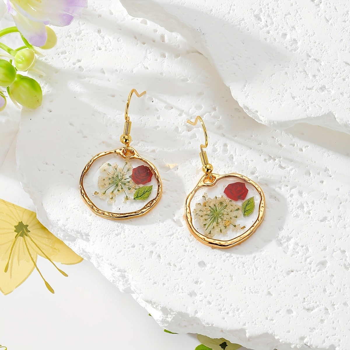 Boho Vintage Dried Flower Earrings
