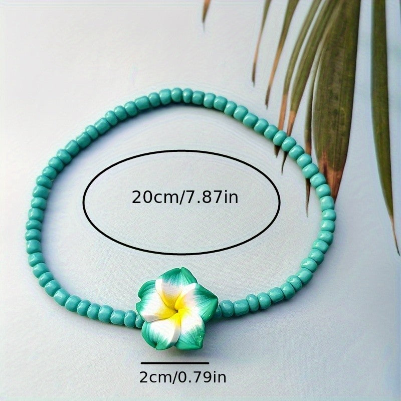 Boho Pink Plumeria Resin Anklet