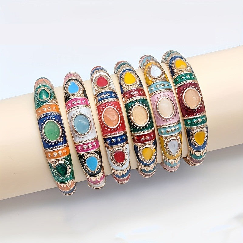 Vintage Boho Mosaic Cuff Bracelet