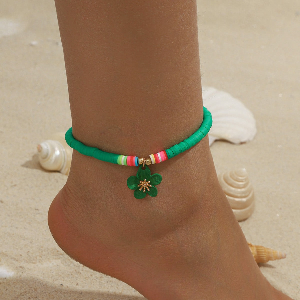 Boho White Camellia Flower Anklet