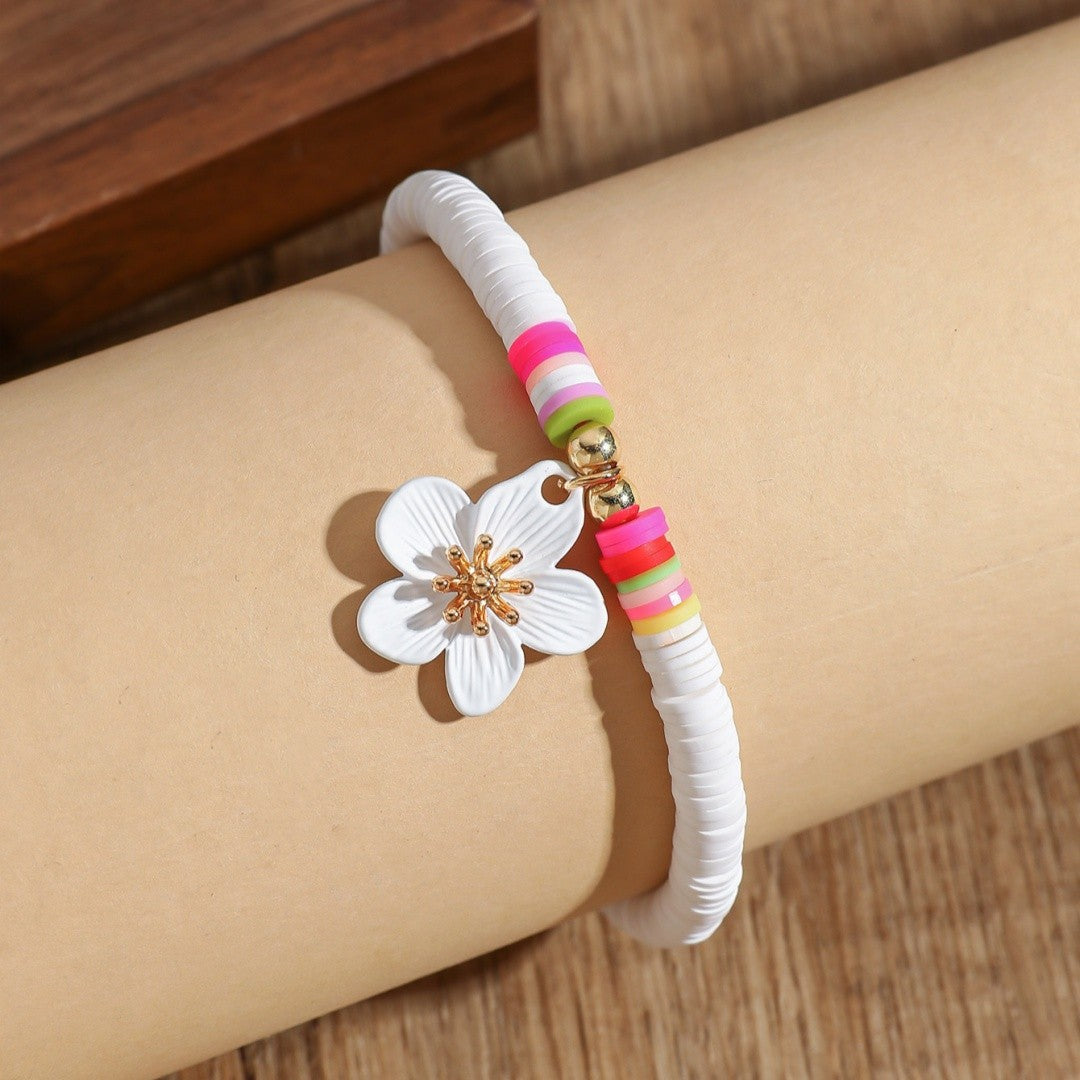 Boho White Camellia Flower Anklet