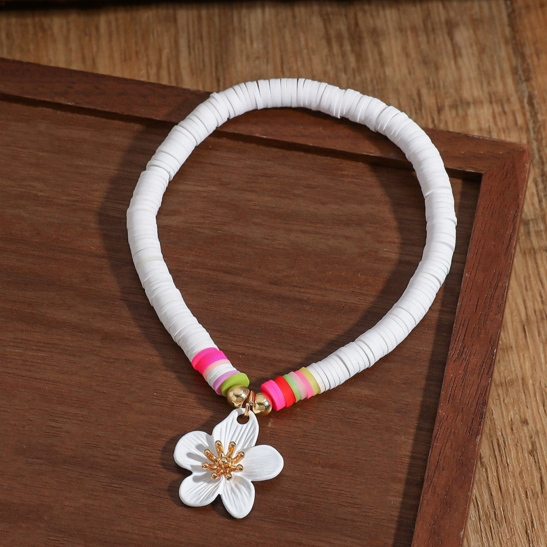 Boho White Camellia Flower Anklet