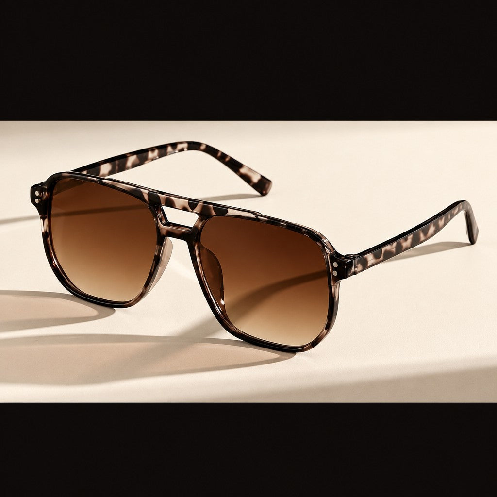 Classy Leopard Print Rectangular Sunglasses