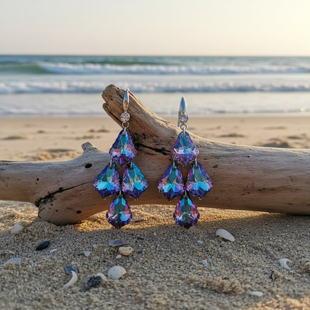 Boho Iridescent Crystal Drop Earrings