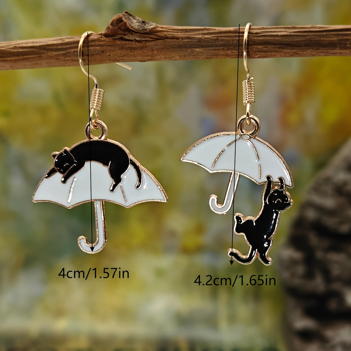 Cute Black Cat Umbrella Earrings