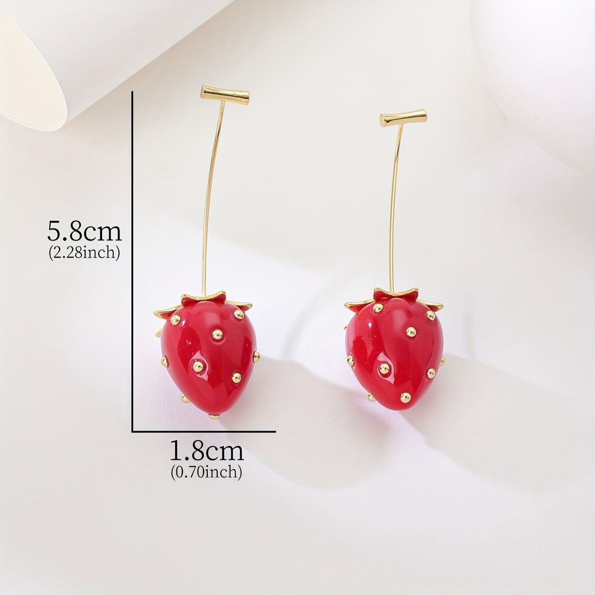 18k Playful Red Strawberry Drop Earrings