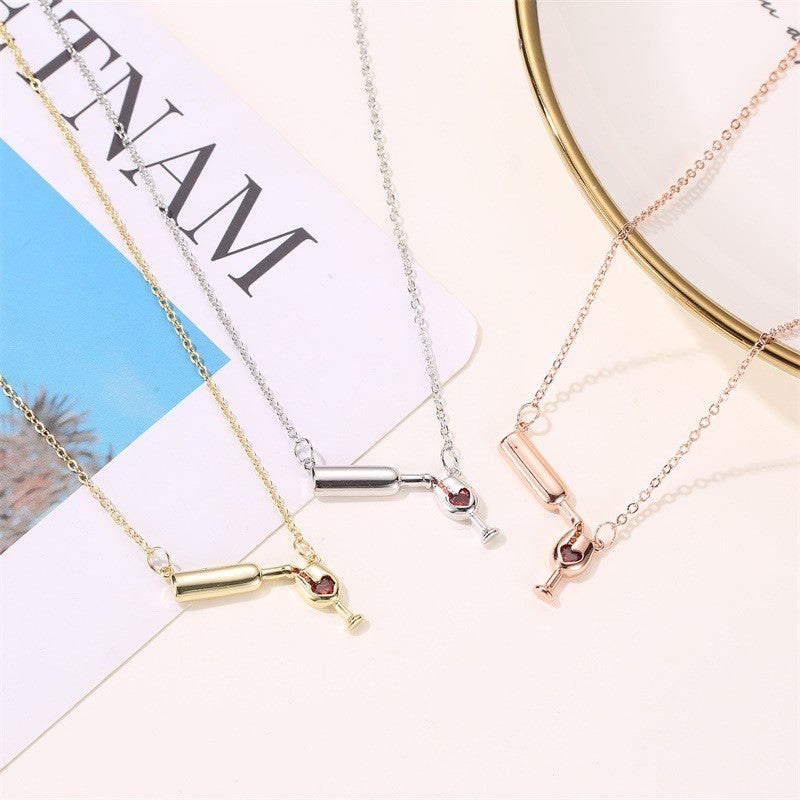 18k Romantic Wine Bottle Heart Necklace