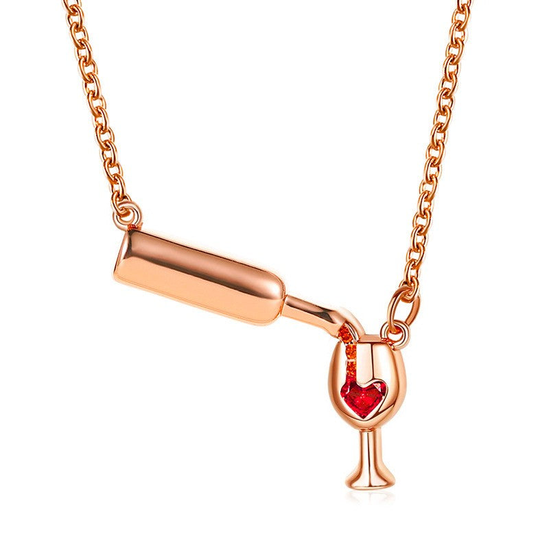 18k Romantic Wine Bottle Heart Necklace