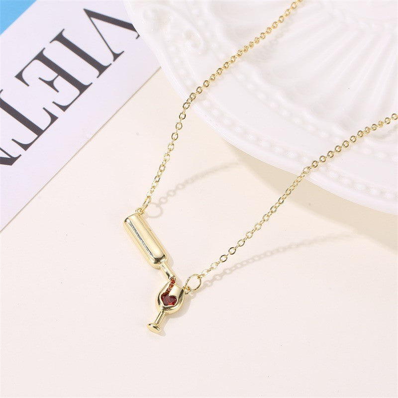 18k Romantic Wine Bottle Heart Necklace