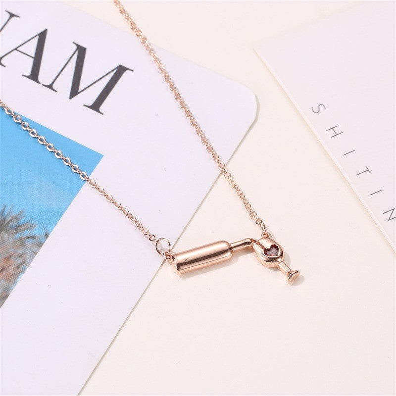 18k Romantic Wine Bottle Heart Necklace