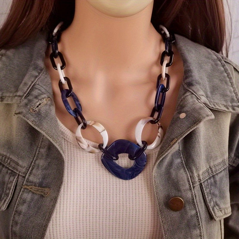 Boho Red Acrylic Link Necklace