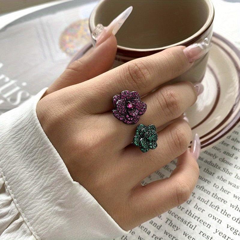 Romantic Dual Tone Flower Ring