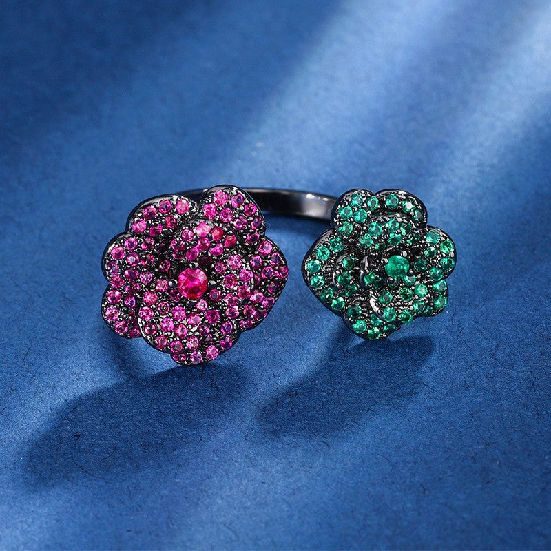 Romantic Dual Tone Flower Ring