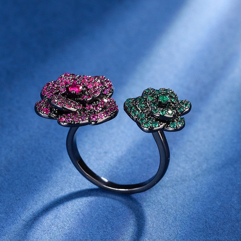 Romantic Dual Tone Flower Ring