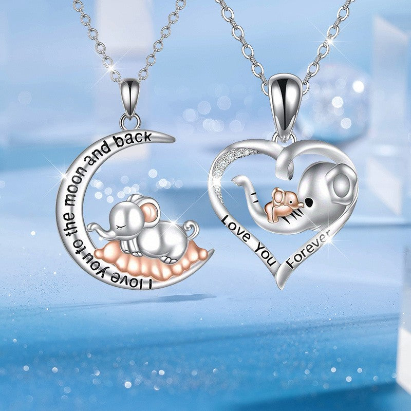 2pc Romantic Elephant Heart Necklace Set
