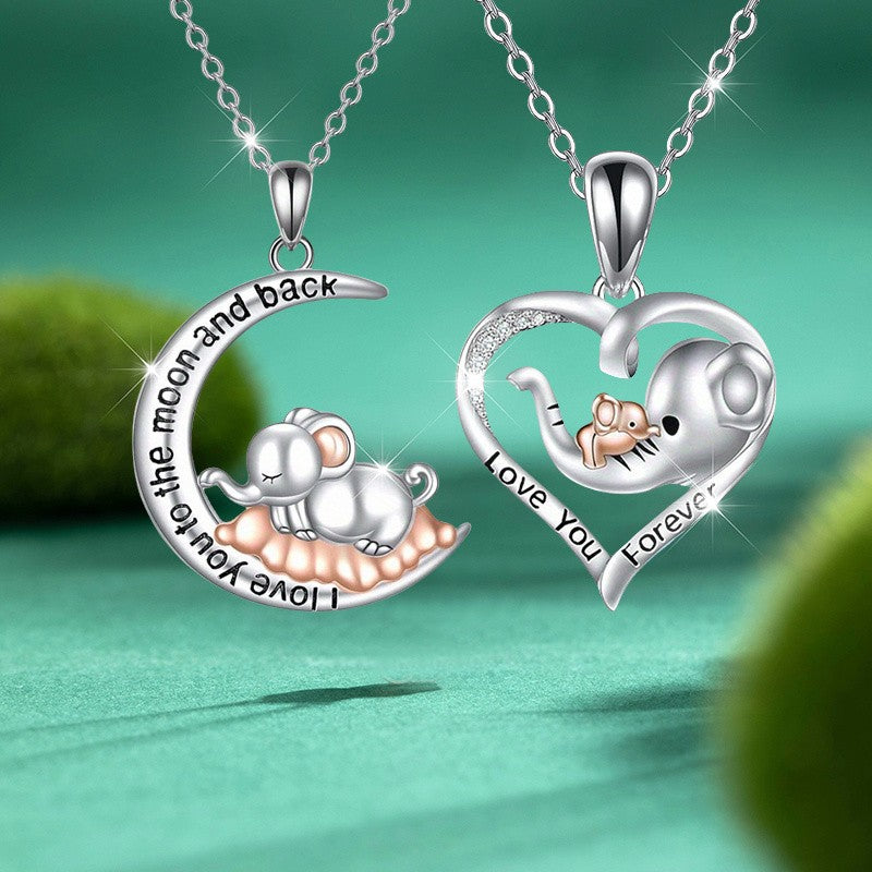 2pc Romantic Elephant Heart Necklace Set