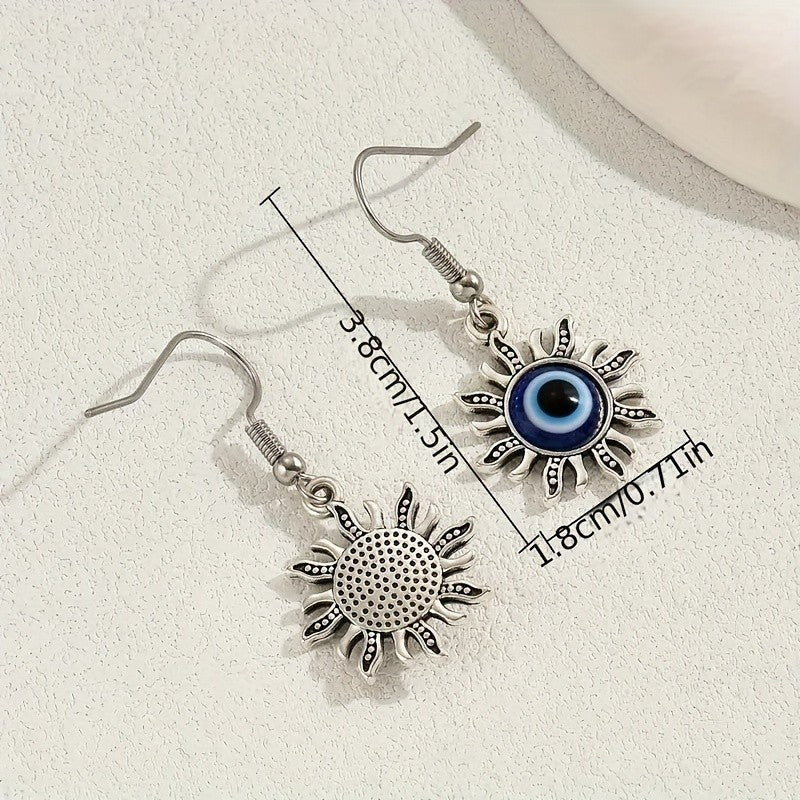 Dainty Blue Evil Eye Drop Earrings