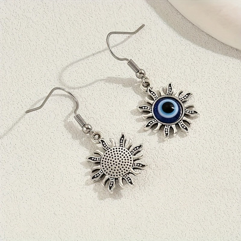 Dainty Blue Evil Eye Drop Earrings