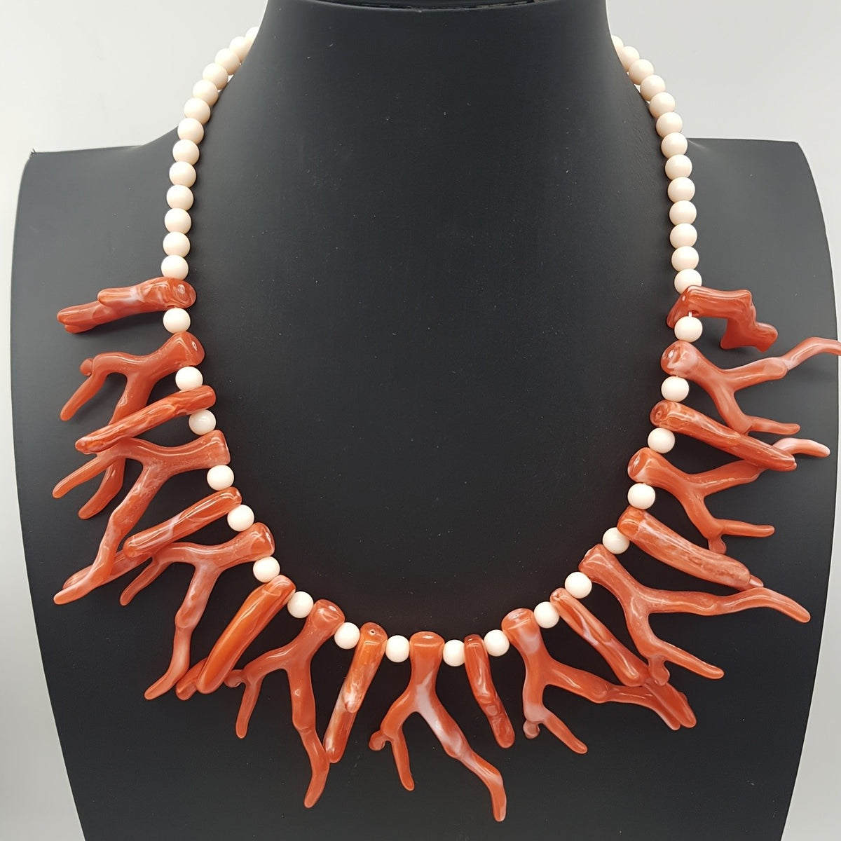 Boho Red Coral Branch Statement Necklace