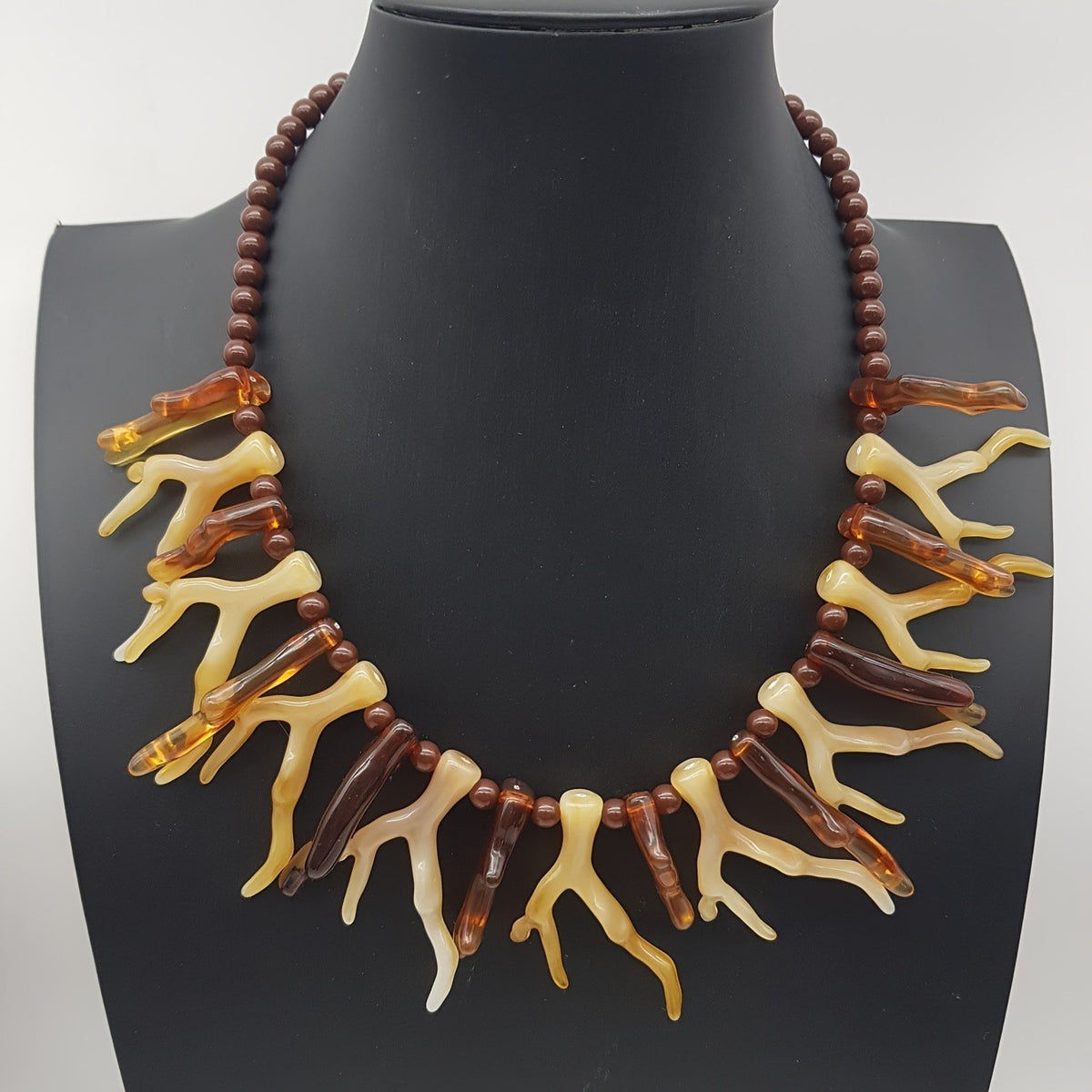 Boho Red Coral Branch Statement Necklace