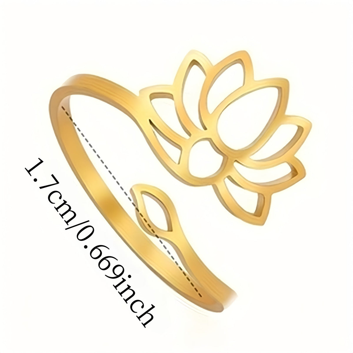 14k Dainty Lotus Flower Adjustable Ring