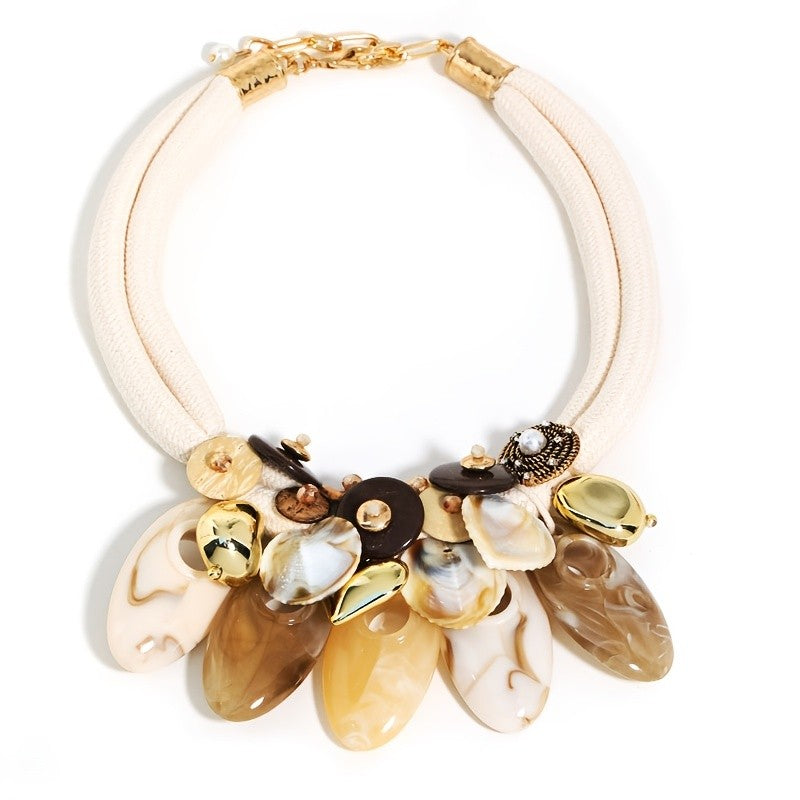 Boho Vintage Resin Disc Statement Necklace
