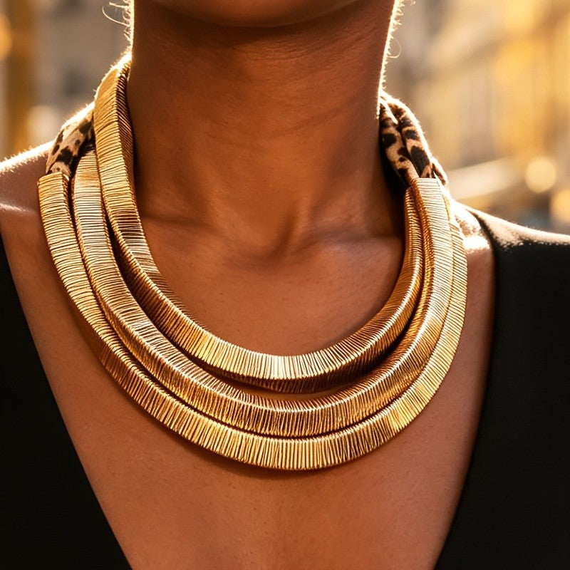 Boho Textured Multi-Layer Collar Necklace