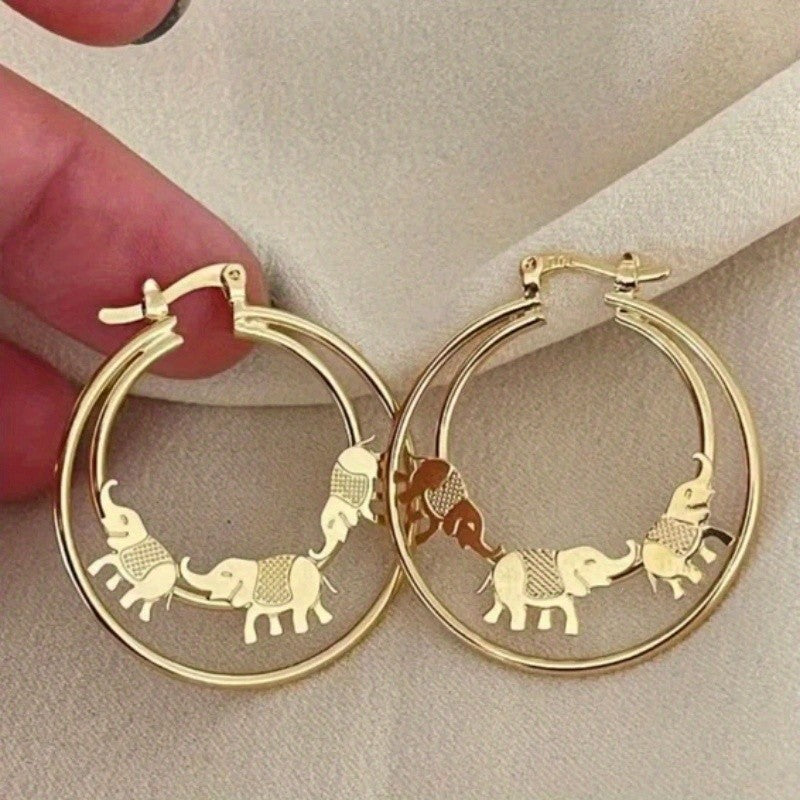 Dainty Elephant Hoop Earrings