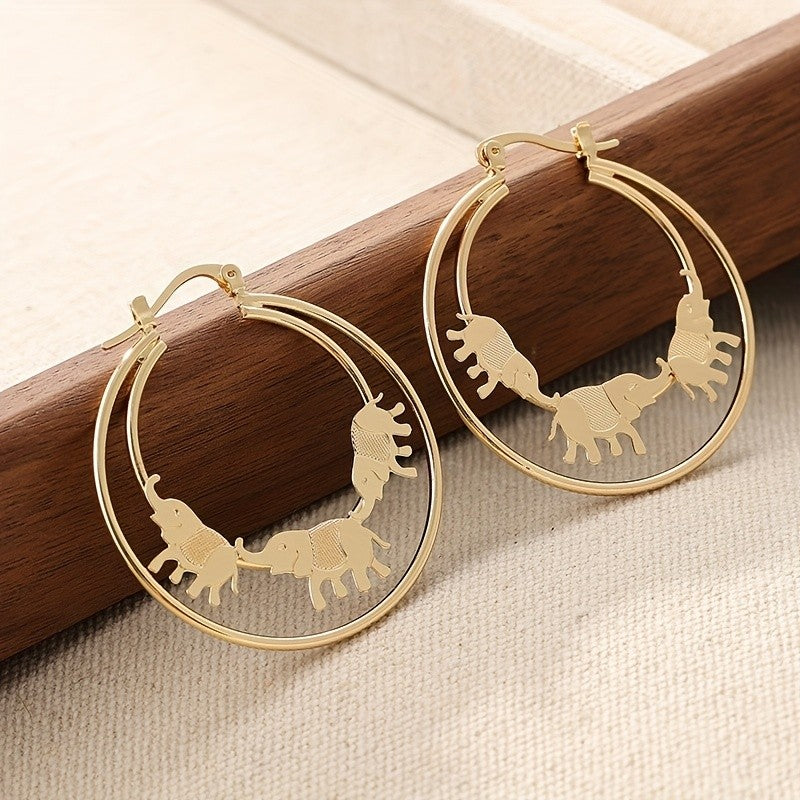 Dainty Elephant Hoop Earrings