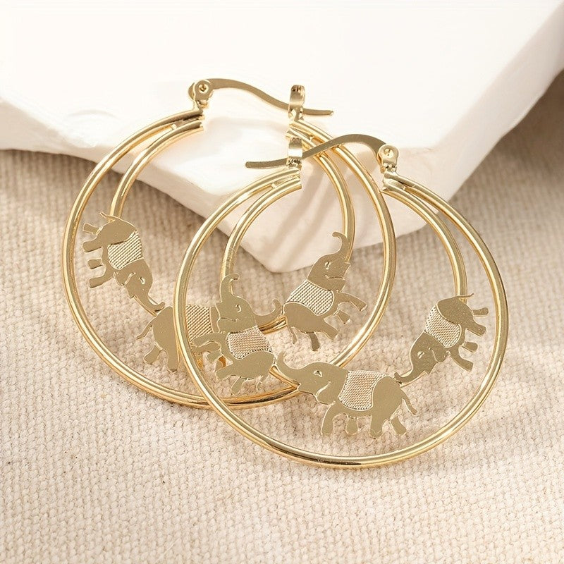 Dainty Elephant Hoop Earrings