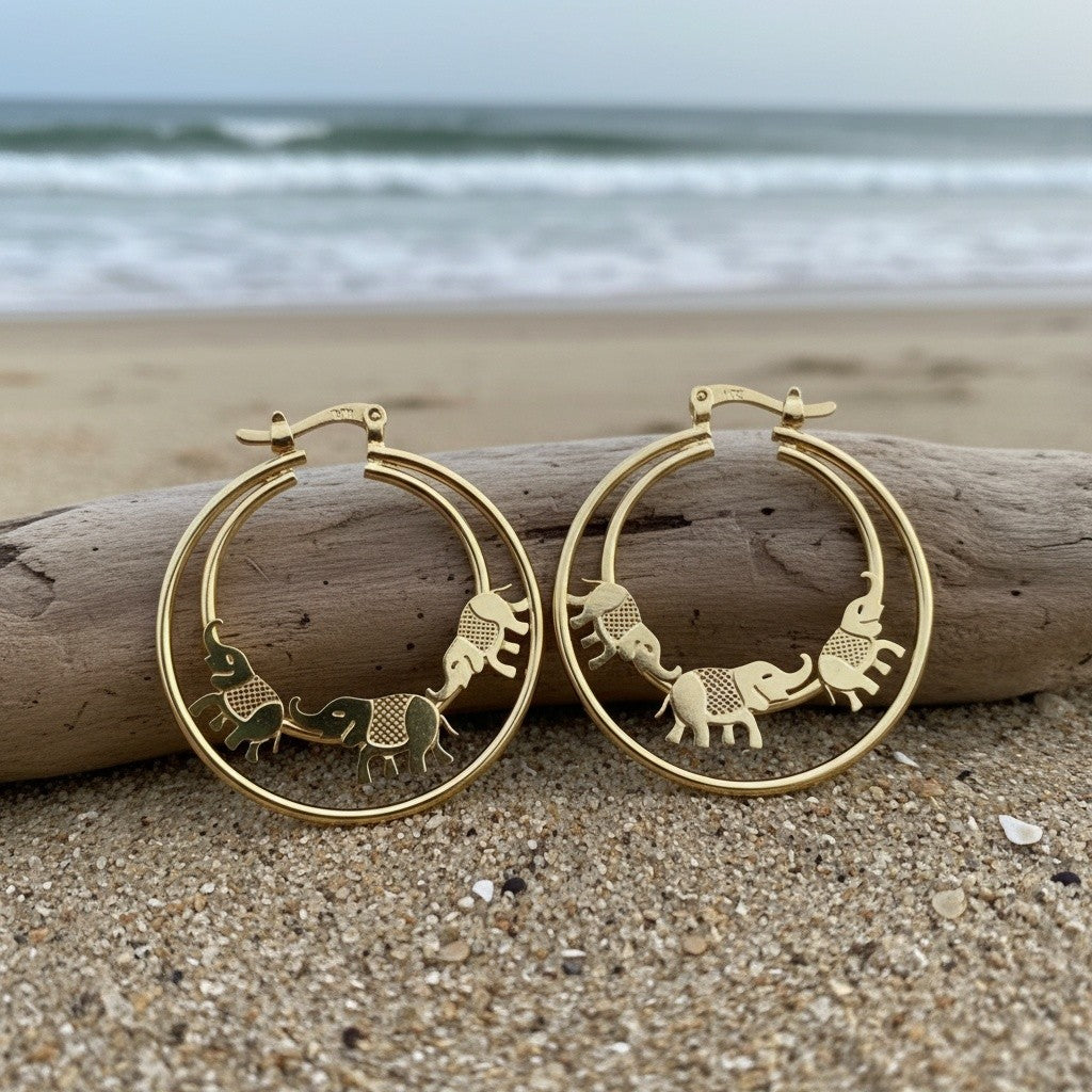 Dainty Elephant Hoop Earrings